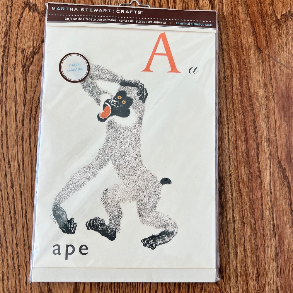FINAL SALE! art kids decor Martha Stewart animal ABC cards, vintage art kids